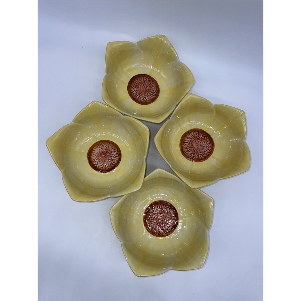 Temptations Old World Bowls Yellow Flower Petals Set Of 4 By Tara